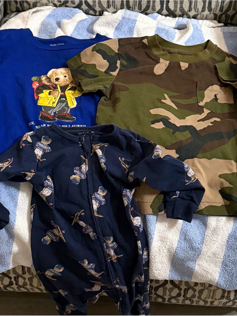 Polo Ralph Lauren Bundle Polo Bear Tee Size 24 months & NWOT Camo Tee Size 2t